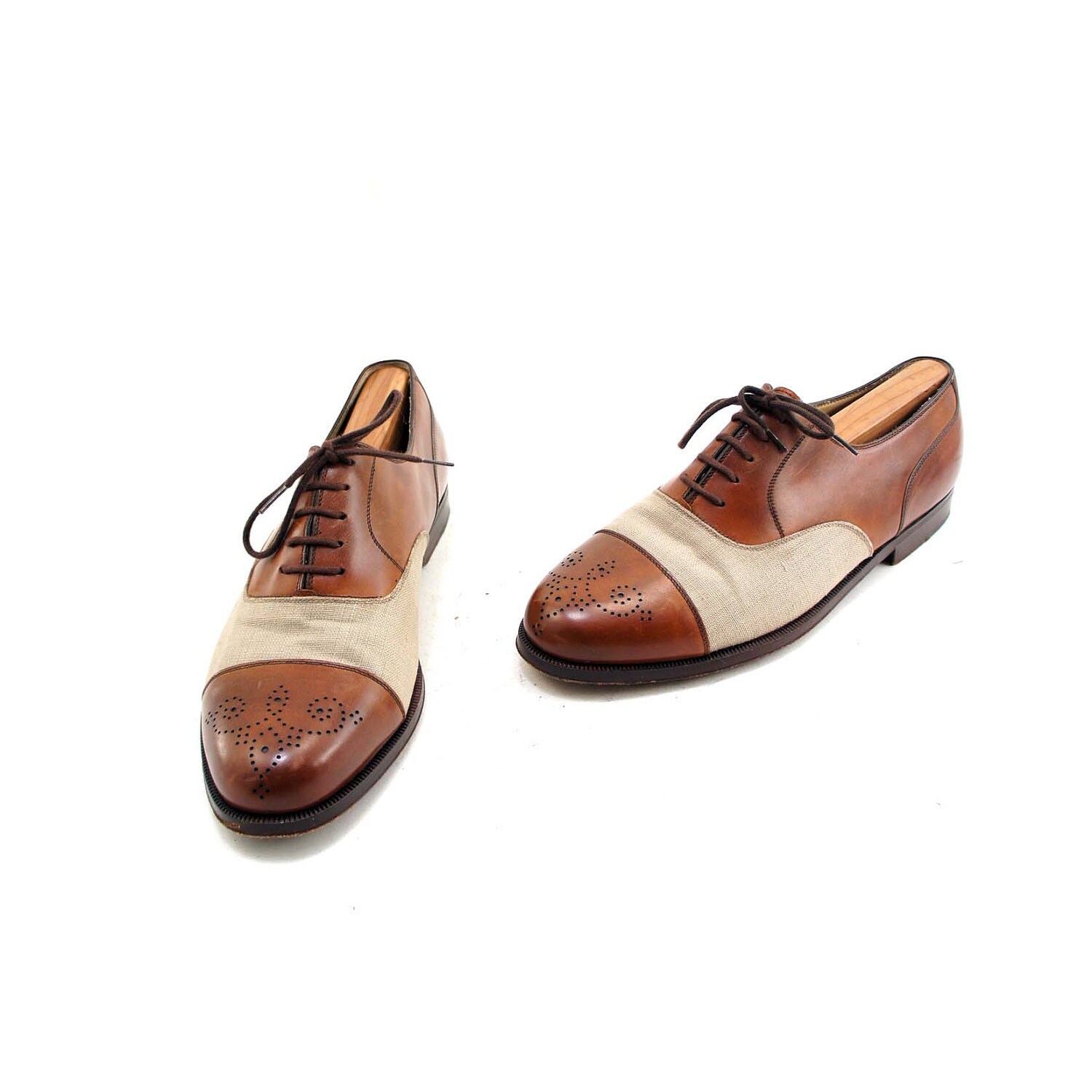 Men's Oxford Shoe Brogue Spectator mixed with Tweed and