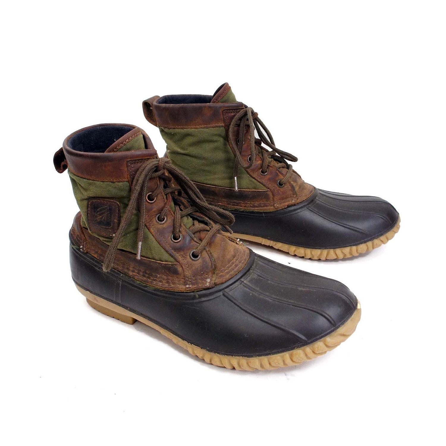 Men's Rain Boots / Duck Boots in Military Green and Brown