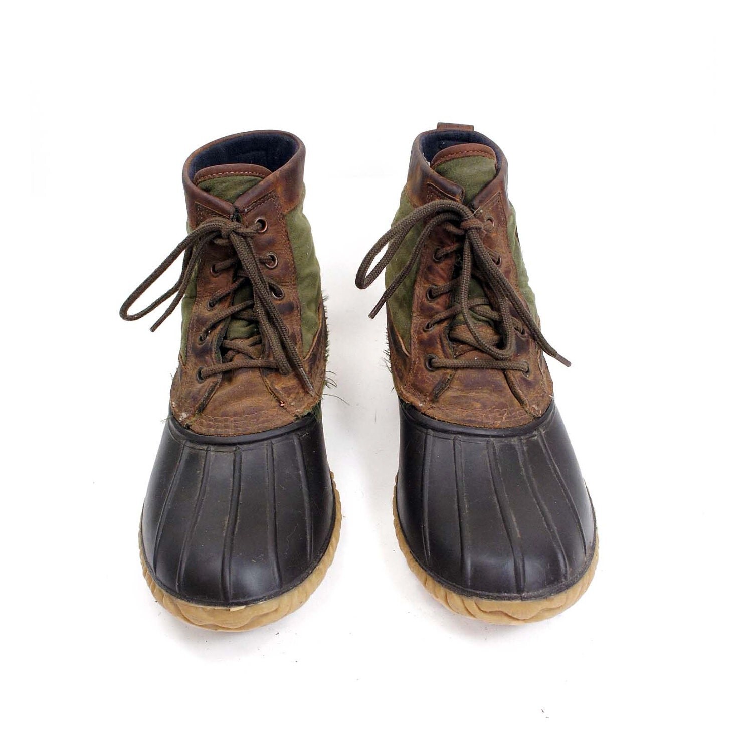 Men's Rain Boots / Duck Boots in Military Green and Brown