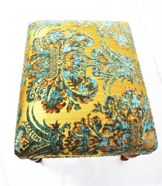 classic ottoman with damask fabric