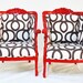 Red Armchairs with Cotton Geometric