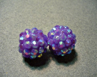 Rhinestone Resin Beads PurpleRound 14MM