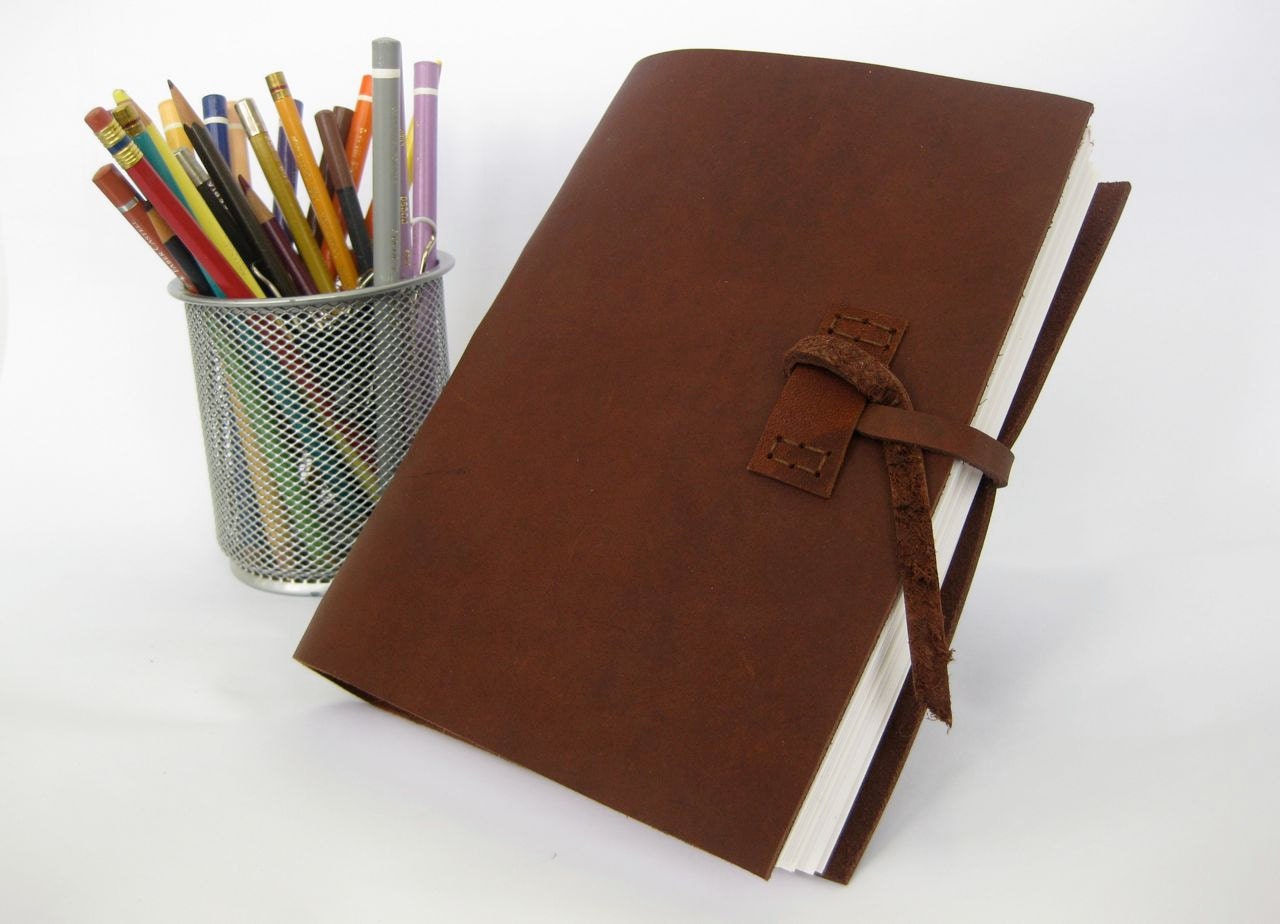 Leather Sketchbook with Acid Free Drawing paper and optional