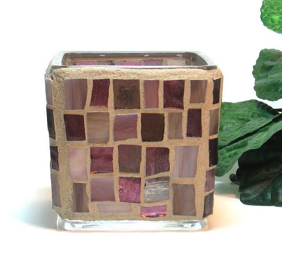 Stained glass mosaic candle holder for by threesisterscandles