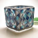 Stained glass mosaic votive candle holder blue gray turquoise