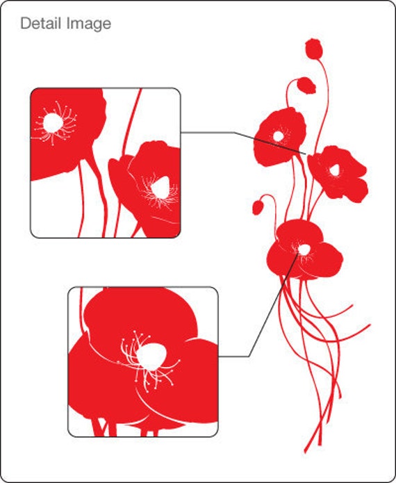 Poppy Flowers Vinyl Wall Decals by IDgrams on Etsy