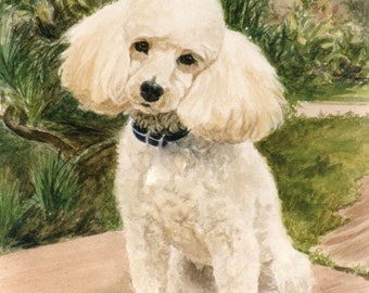 Poodle Print, Poodle In Garden Art Print, Poodle Art, Dog Art, Dog Print, Poodle Watercolor Print from Original Painting by P. Tarlow