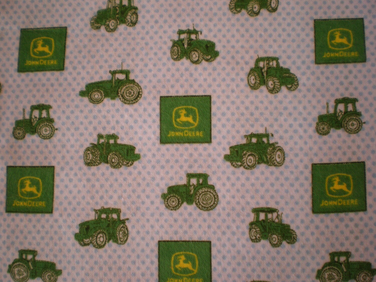 John Deere Tractor Soft Cotton Flannel Fabric 1 Yard in Light
