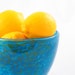 Blown Glass Bowl Small - Caribbean Sea Blue Entertaining Kitchen Art Centerpiece turquoise