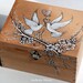 Romantic pigeons hand-painted recipe cards box 7.7 x 5.7