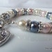 Heart Pearl Bracelet: Pink Rose Gray Silver Cream, Crystal & Glass Pearl, Bridal Bridesmaid