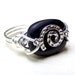 RESERVED for SHARON, Sterling Silver Swirl Ring: Hammered Silver Wire Wrapped Ring, Opaque Jet Black Ring