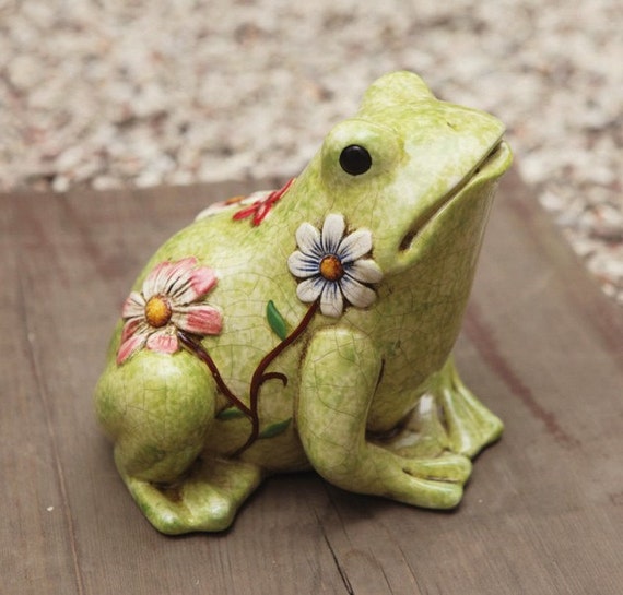 Ceramic Garden Frog handpainted