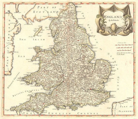 Vintage Map England 1695