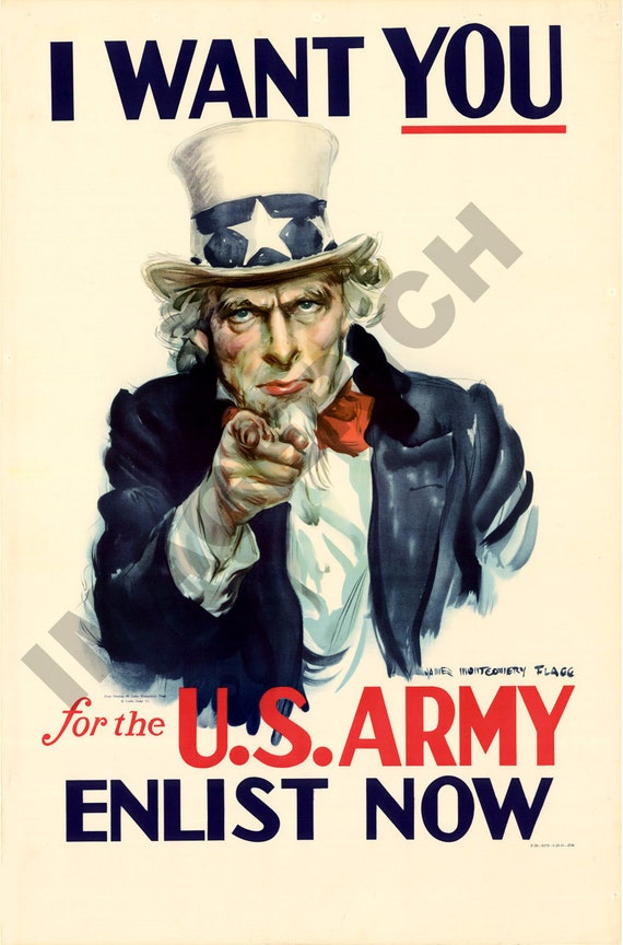 World War II Poster Uncle Sam I Want You For the U.S.