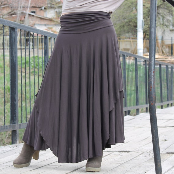 POLA Romantic brown long skirt with two layers by Comfortissimo