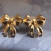Bow Tie Earrings Signed SC Goldtone Pierced