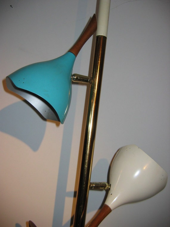 Vintage three color Tension Bullet lamp. 3 way light Pole