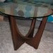 Vintage Walnut and Glass Table. Pearsall, Kagan style Side table. Mid century modern, Danish Modern, Eames era. Deco 1960's styling.