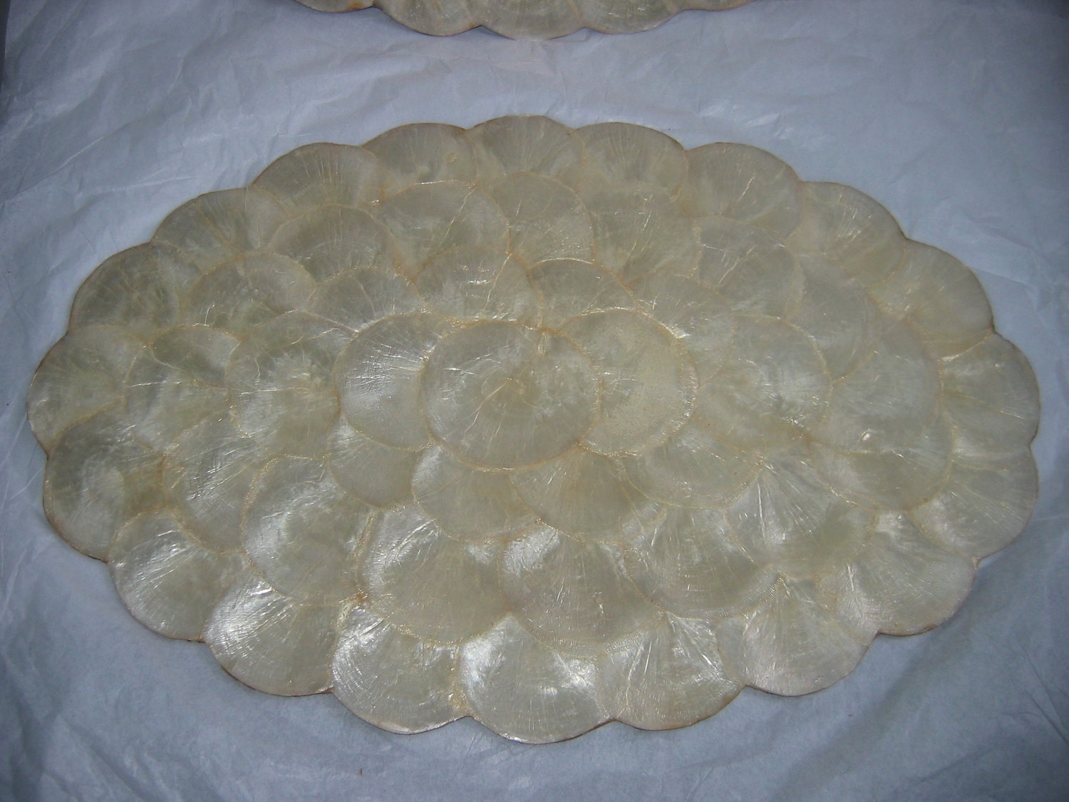 8 Capiz Shell Placemats. Vintage 60's 70's. POP Panton