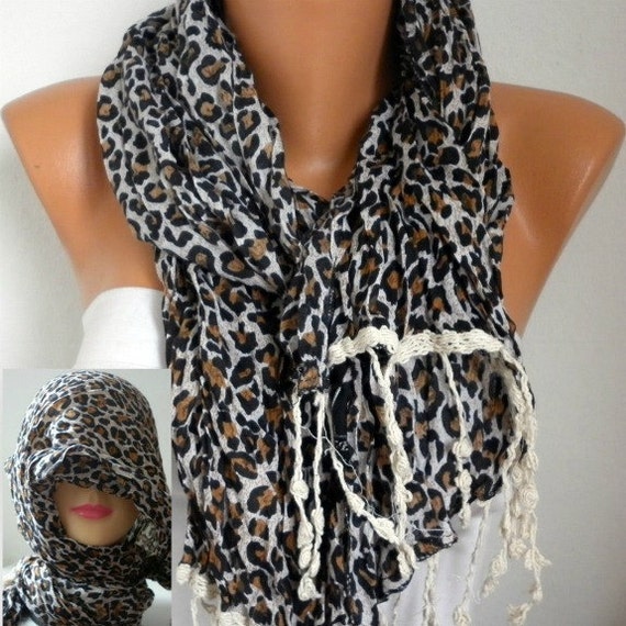 Leopard Scarf Winter Scarf Cotton Shawl Cowl head cover