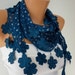 ON SALE - 50% OFF - Blue Scarf Cotton Scarf with Lace Edge Multicolor Gift for Her - bridesmaid gift - fatwoman