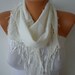 Creamy White Scarf - Pashmina Scarf - Cowl Scarf with Lace Edge - bridesmaids gifts - Off White - fatwoman