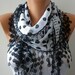 Black White Scarf Spring Summer Scarf - Cotton Scarf - Cowl Gift For Her - Polka dot - Women Fashion Accessories fatwoman