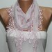 WAS 15, NOW USD 9.90 - - -Pink Scarf Cotton Scarf Cowl with Lace Edge