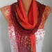 Scarf Shawl - Cotton Weddings Scarves - Cowl with Lace Edge - Red