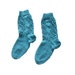 Knitted Socks cotton turquoise with lace (Size US 6, UK 5.5, Europe 38)