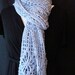 Crocheted Wrap- Periwinkle Wedding Shawl, Stole, Rectangular Shawl, Crochet Flower Pattern, Filet Crochet, Periwinkle, Crochet, Cotton