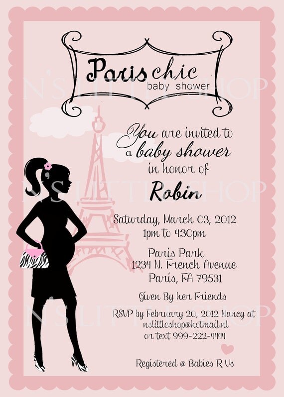 Items similar to PARIS CHIC Party invitation card / customize ...