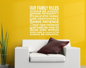 Our Family Rules Vinyl Lettering