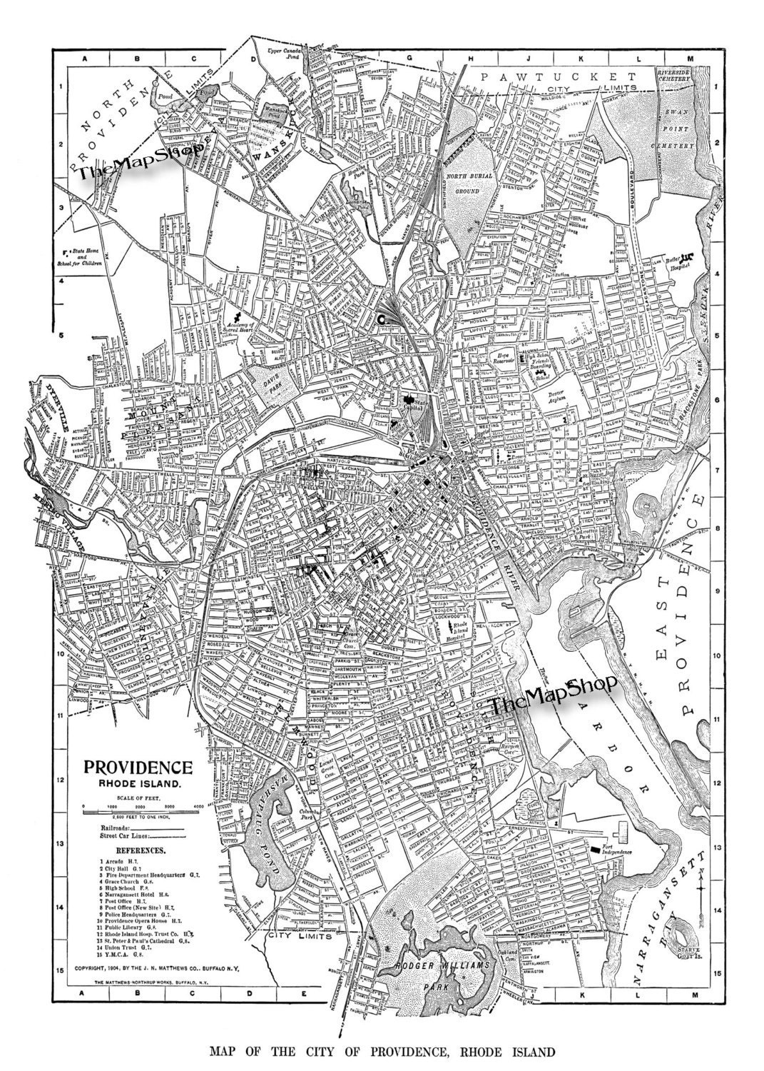 Providence Rhode Island Street Map Vintage