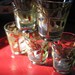 Rare Signed Culver Shot Glasses Gold-Leaf Leaves on Green Glass 1950's