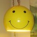 Vintage Smiley Face Swag Light - 1970's Metal Globe Have A Happy Day