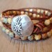 RESERVED for SHERRIE- Boho leather wrap bracelet "Desert Bloom" distressed brown leather, neutral earthtones, Southwestern bohemian