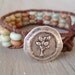 Southwestern leather bracelet "Sprout", semi precious jasper stone, distressed leather, bohemian stack bracelet, organic beachy surfer chic