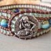 Mermaid leather cuff bracelet 'Ocean Mermaid' seafoam green, aqua turquoise blue, surfer girl, luxe bohemian beach glam