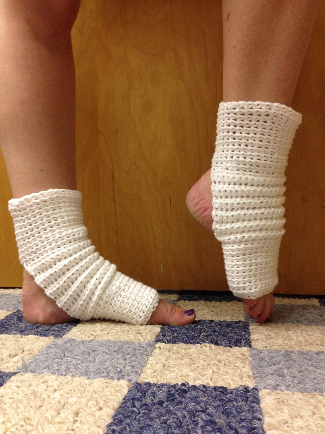 Yoga Socks in White Cotton US Grown for Dance Pilates