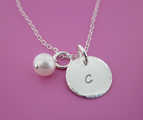 Items similar to Hand Stamped Sterling Silver Initial Necklaces with ...