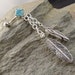 RESERVED for Liveedg - Turquoise Feathers and Chain Belly Button Ring, Turquoise Belly Button Jewelry