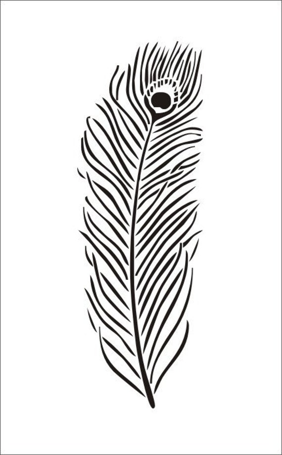 Items Similar To Stencil Peacock Feather Image Is Approx 2 5 X 7