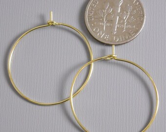 HOOP-GOLD-WINE-25MM - 25mm Gold Plated Hoop Earrings...20 pcs (10 pairs)