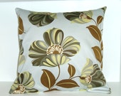 Accent Pillow COVER 16 x 16 -Amy Butler Nigella - Designer Pillow Cover - Back to Nature - Green and Brown