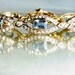 Vintage Bracelet 3.3Ct Diamonds & 10 Large 6x4mm Aquamarines 18k Gold 18.6g