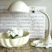 Vintage / Antique Industrial Metal Gooseneck Desk Lamp with Art Deco Cast Iron Base in Chippy White