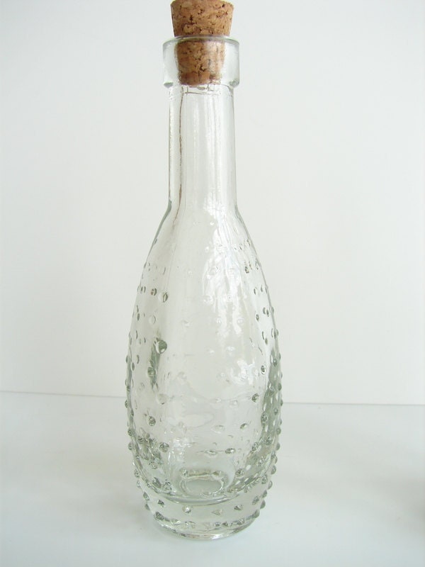 Decorative Clear Glass Bottles with Corks 5 tall Set