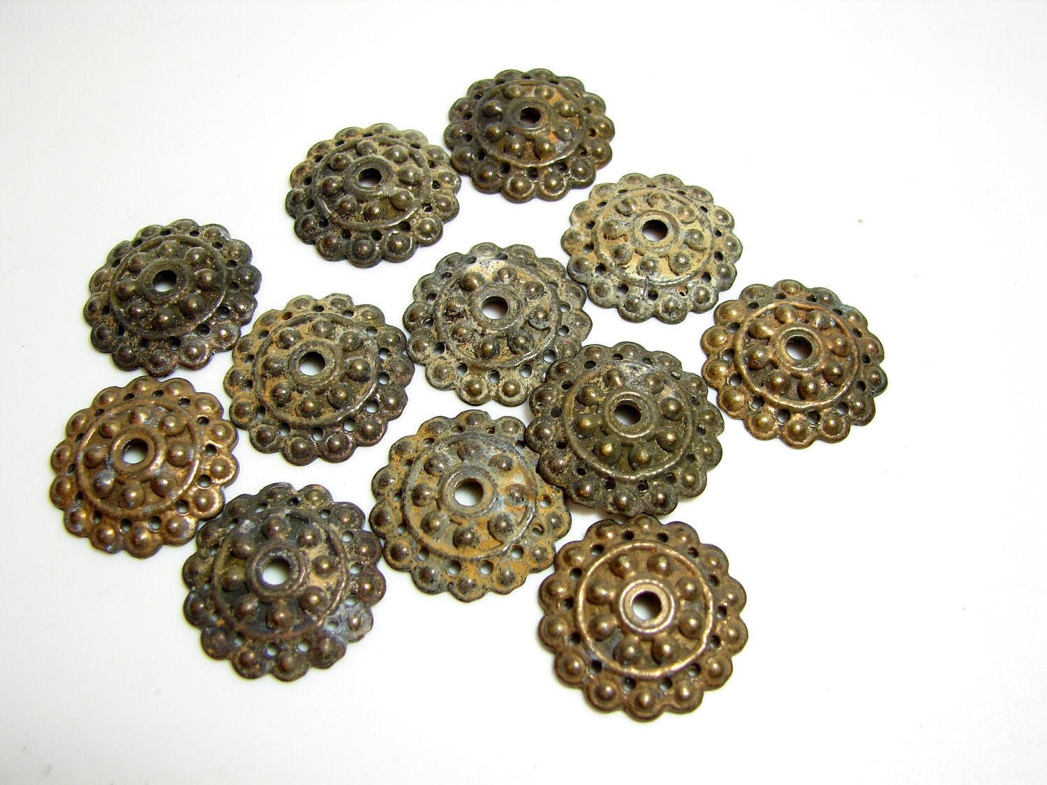 Vintage Decorative Metal Medallions Set of 12 Altered Art